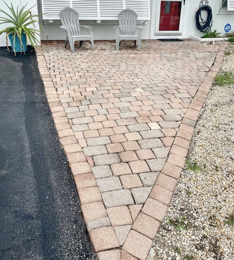 Front paver patio and walkway cleaned, weeded, and re-sanded